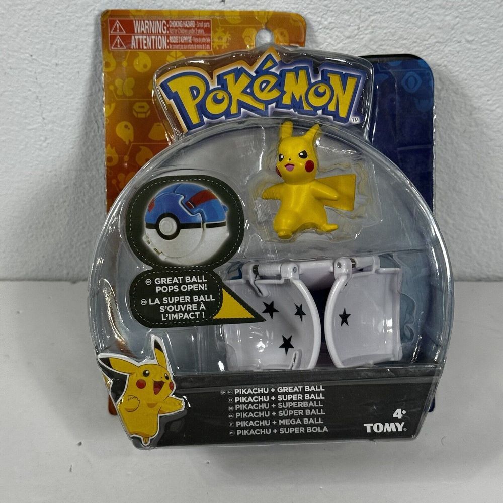 Pikachu Great Ball Pokemon Throw‎ N Pop Figure NEW Sealed Toy TOMY Poke Ball
